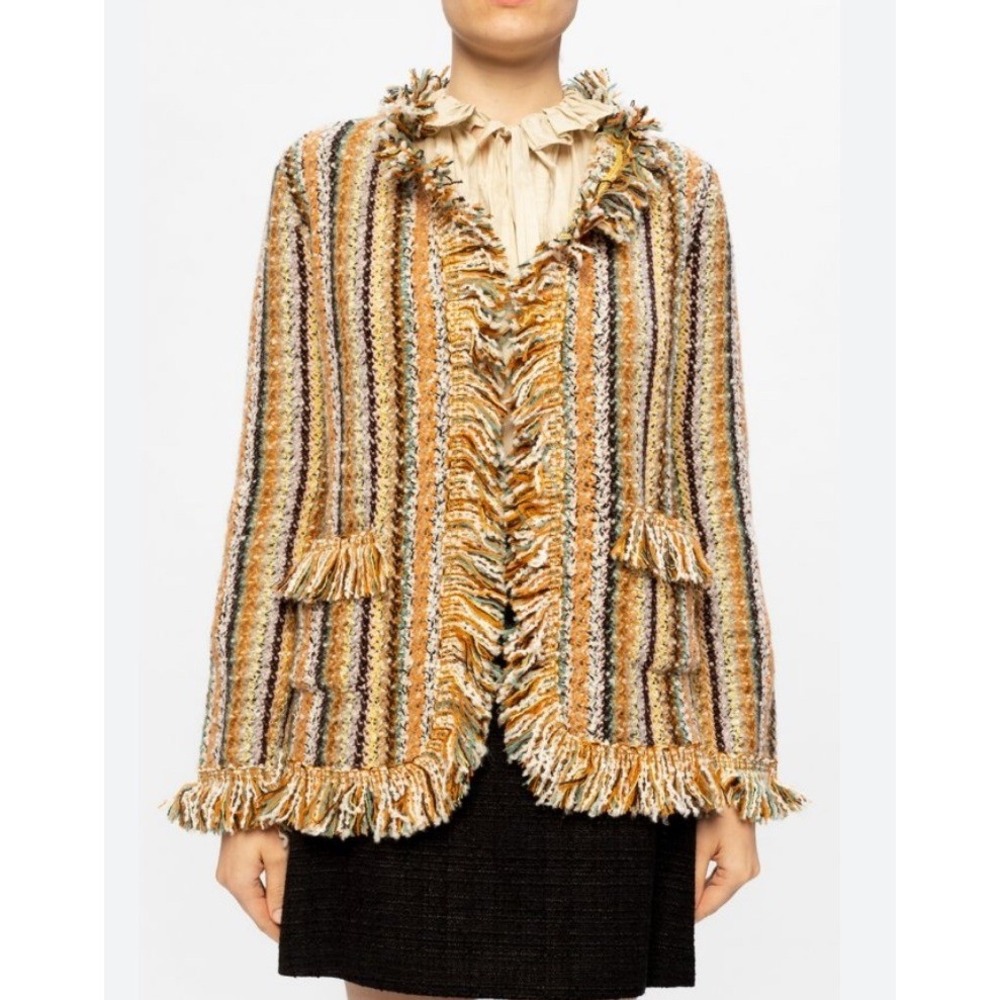 Etro‎ Jacket Size 46 US Size 10 Multicolor Fringe Knit Cardigan Made in Italy